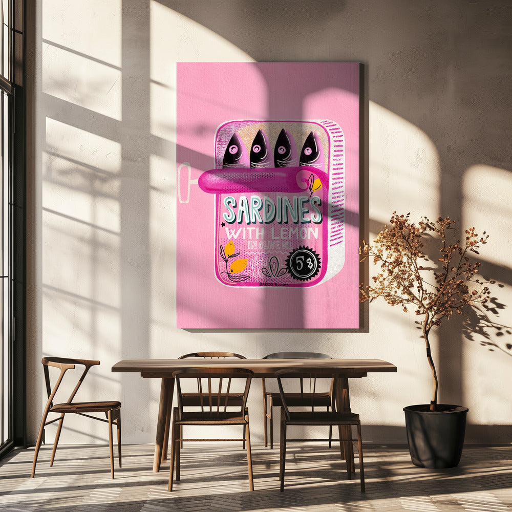 Sardinen Blechdose Rosa | Leinwand