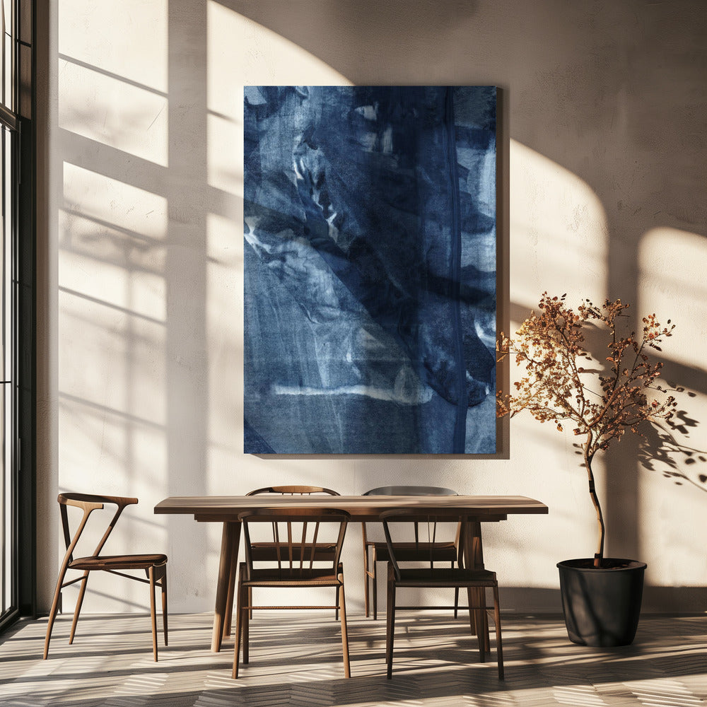 Blue Texture Flowing Vertical Lines | Canvas