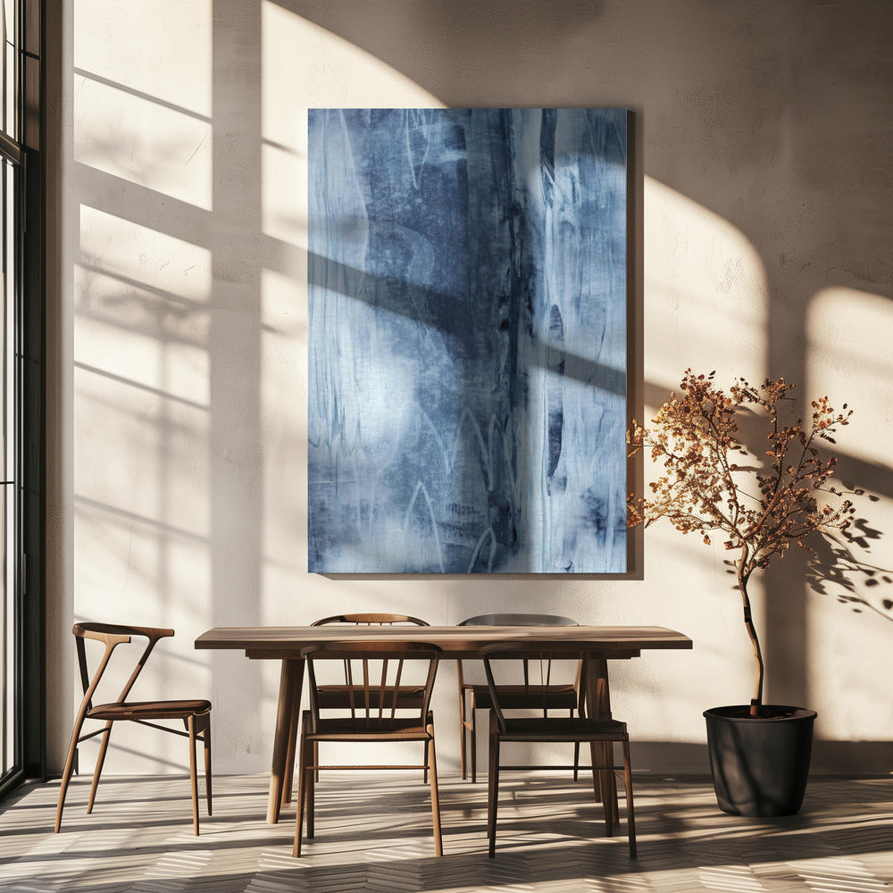Blue Texture Flowing Vertical Lines | Canvas