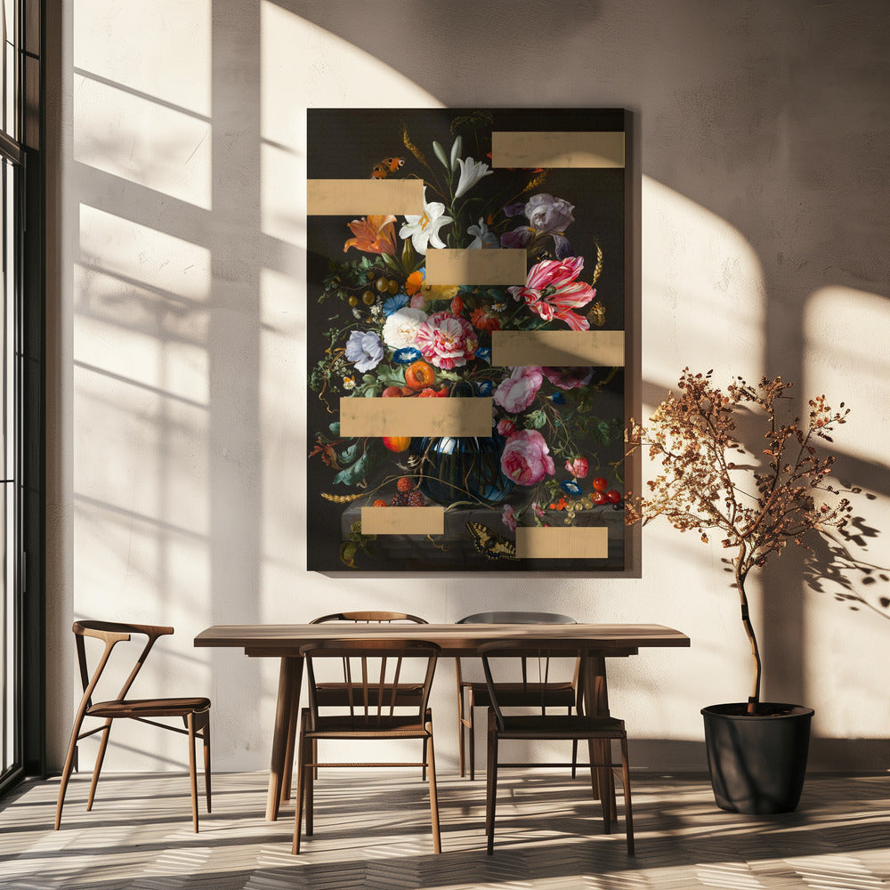 Blumenstrauß im Vintage-Ölgemälde, moderne Collage | Leinwand