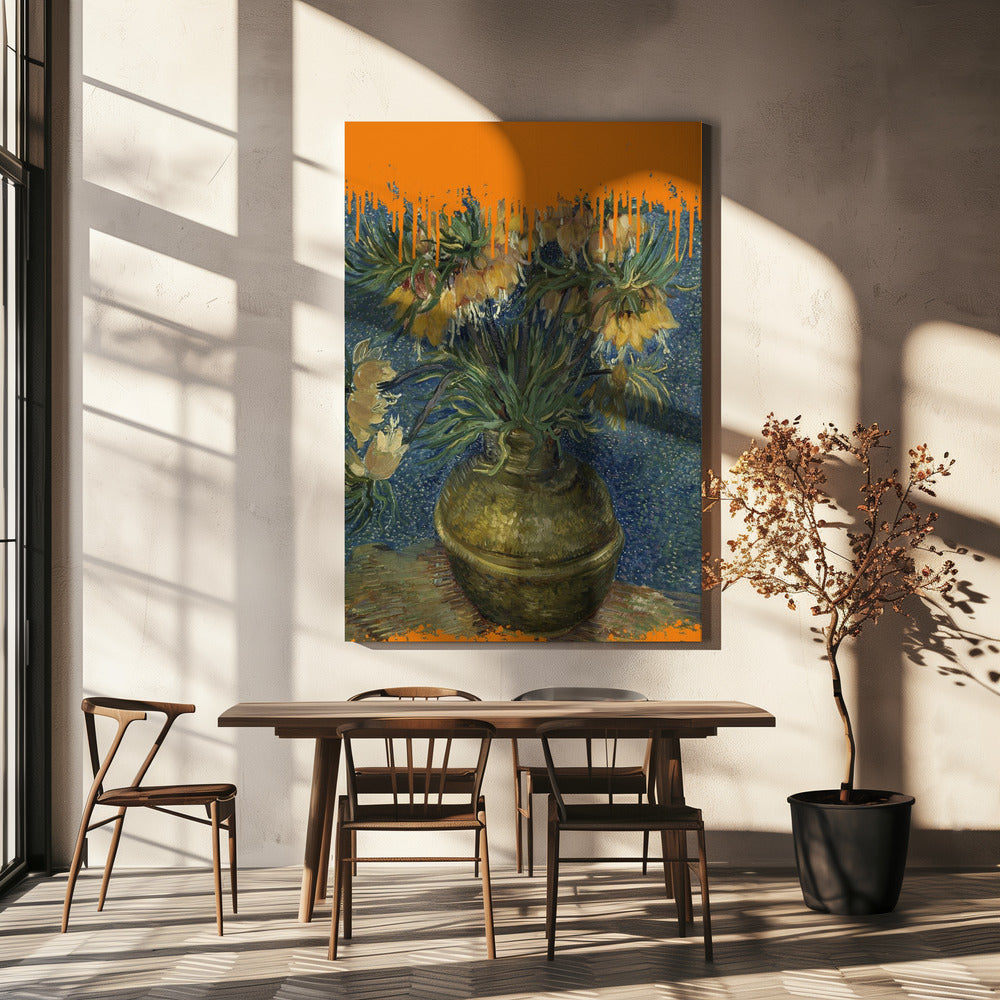 Collage Sonnenblumen und das Spritzwasser Van Gogh | Leinwand