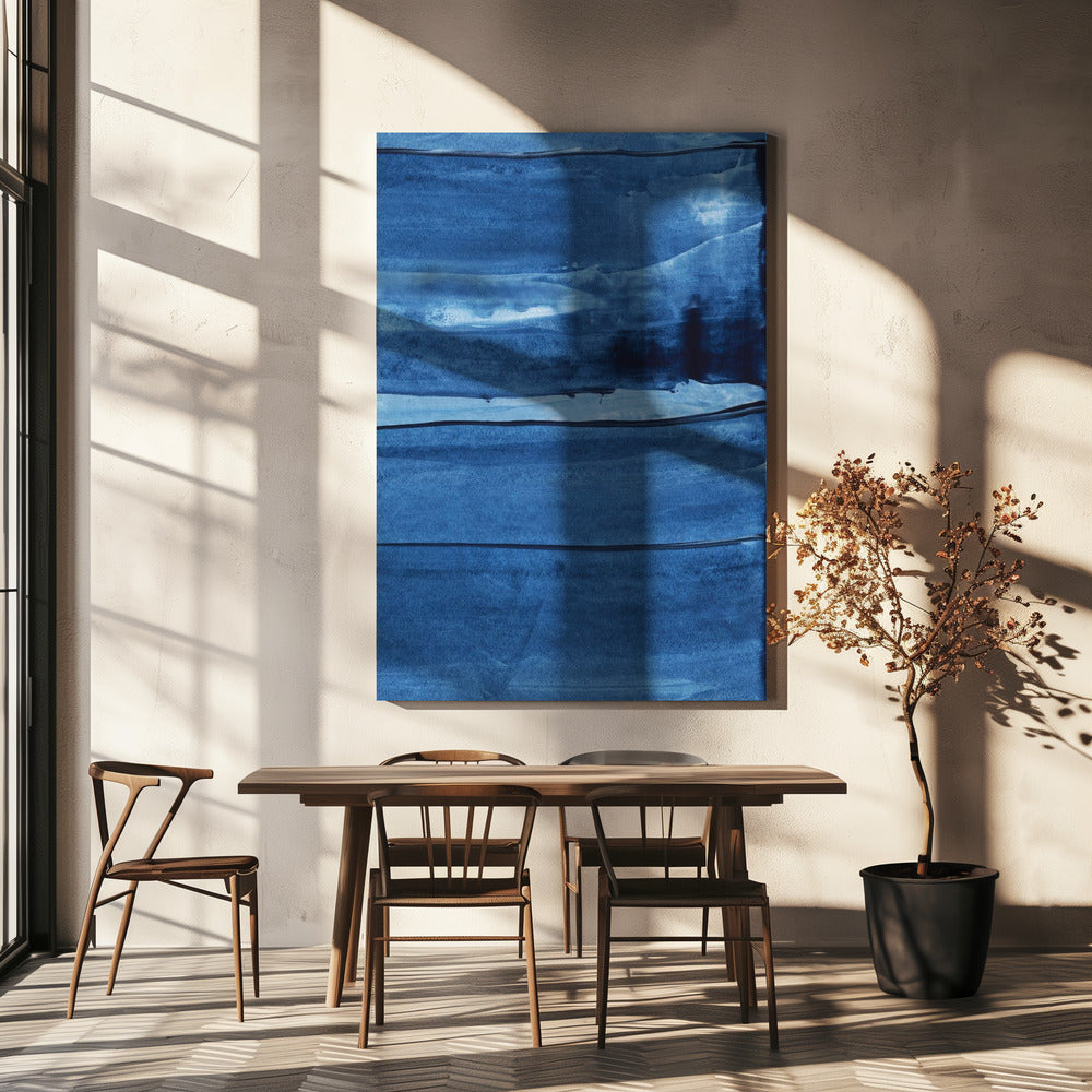 Blue Texture Flowing Vertical Lines | Canvas