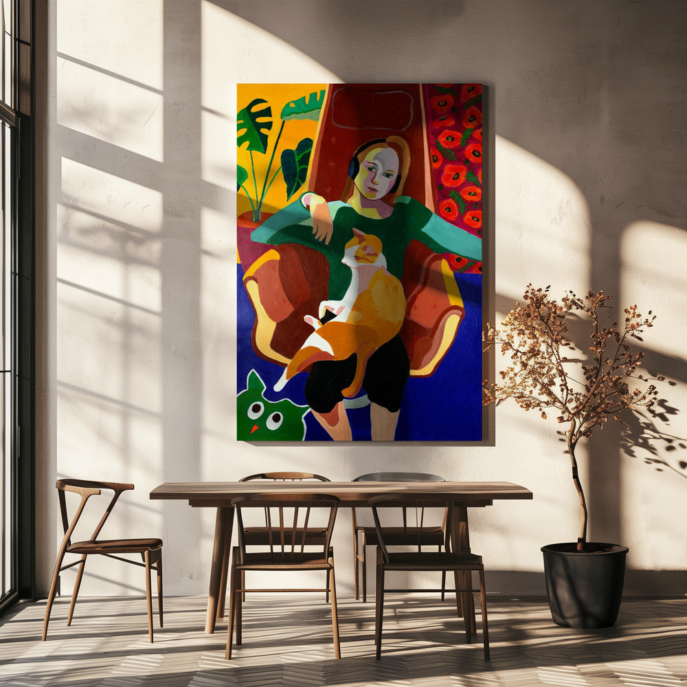 The Girl And The Cat | Canvas