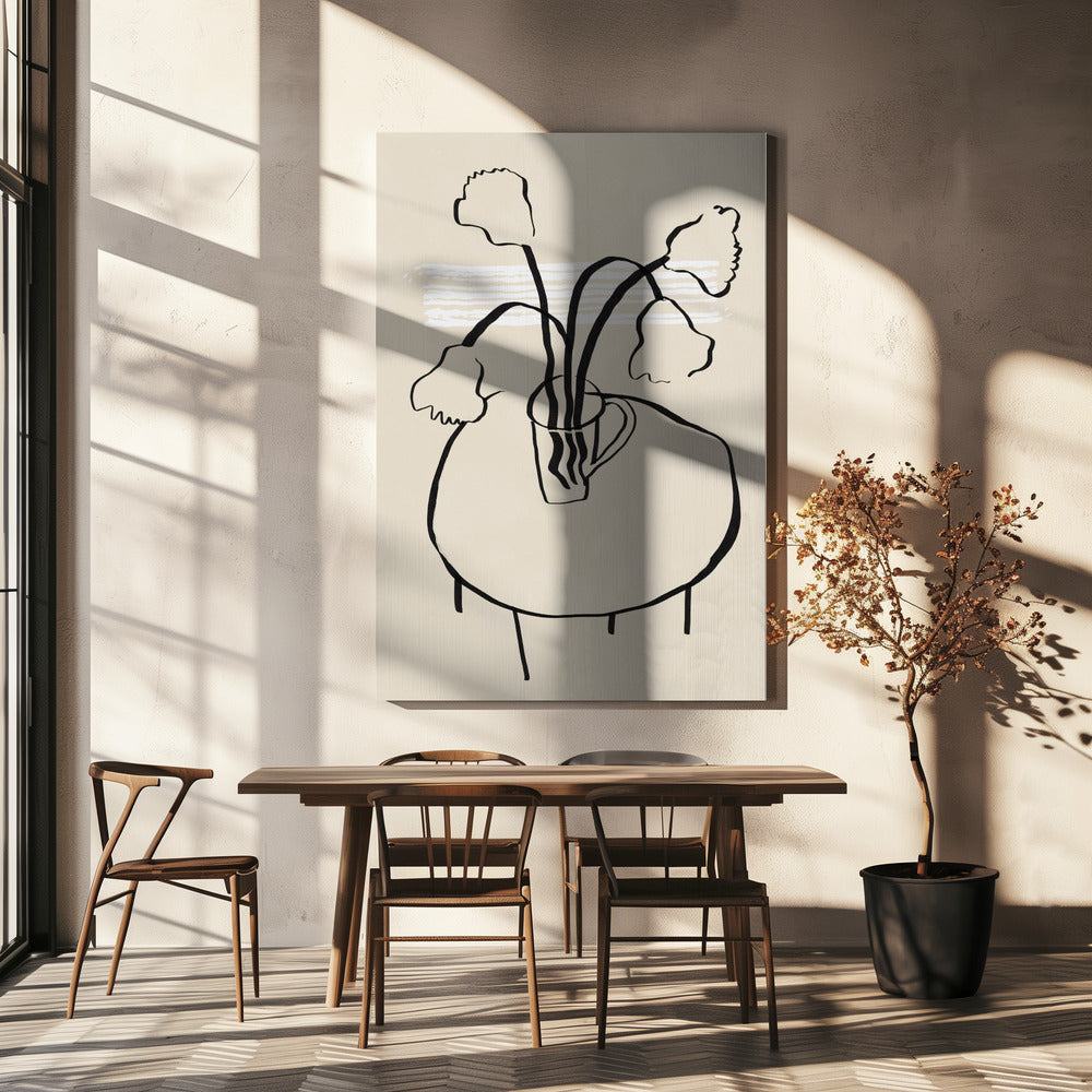 Flower decor on a round table | Canvas