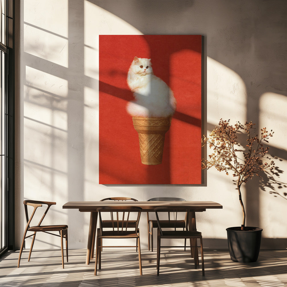 Cat Ice Cream Red | Canvas