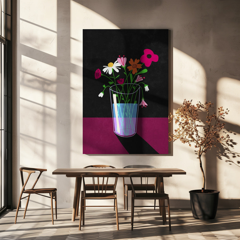 Blumen leuchten im Dunkeln | Leinwand