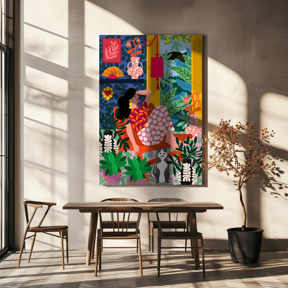 Flower Power Frau | Leinwand