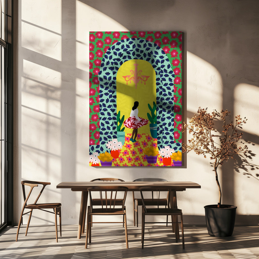 Florales Portalmädchen | Leinwand