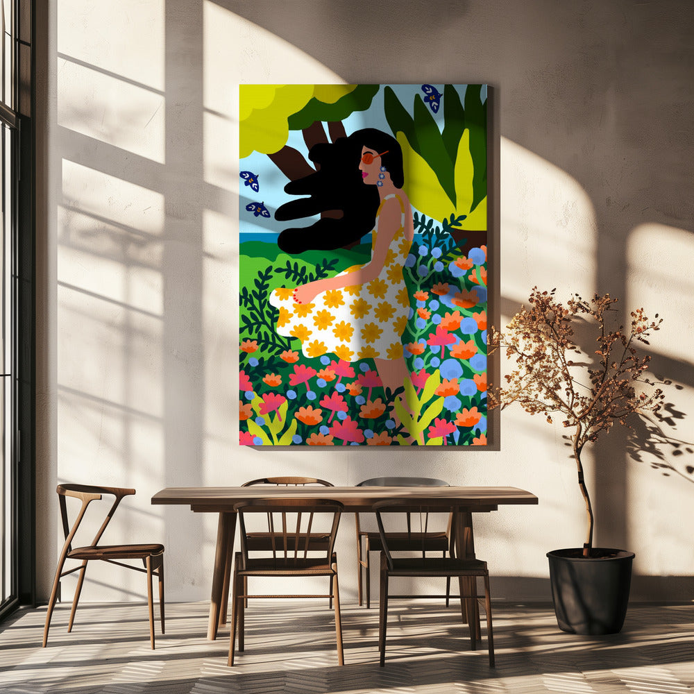 Florales Sommermädchen | Leinwand