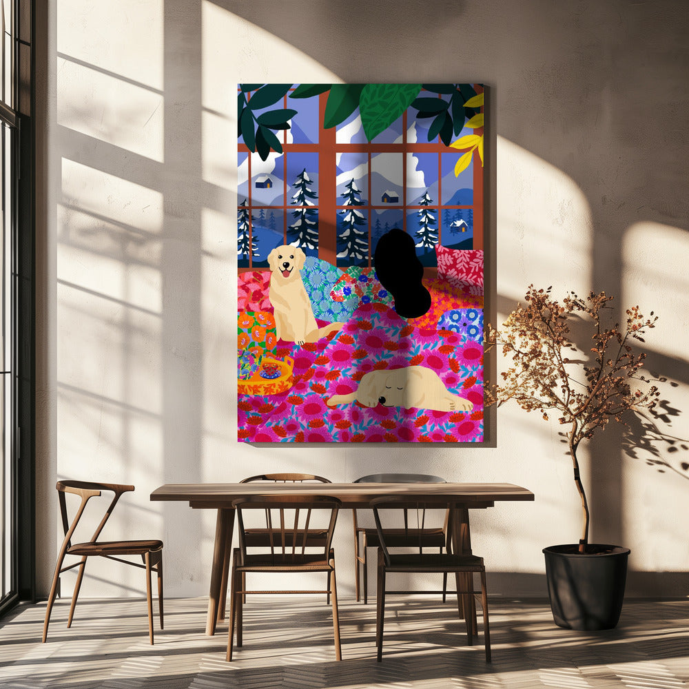 Im Bett mit Blick auf die Aussicht | Leinwand