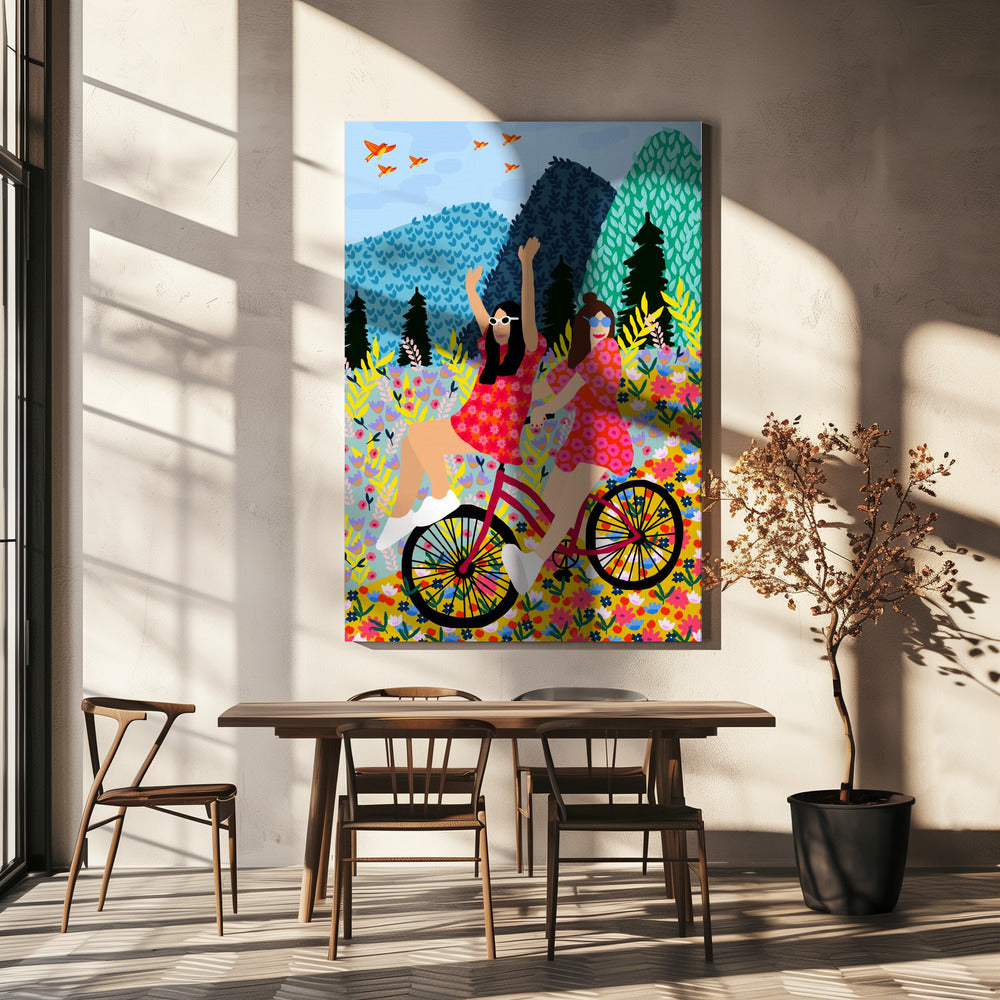 Freunde auf dem Fahrrad | Leinwand