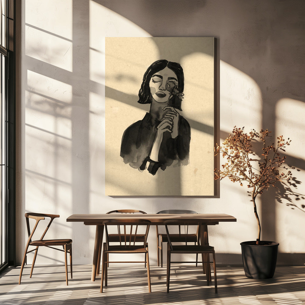 Mädchen mit Blume | Leinwand