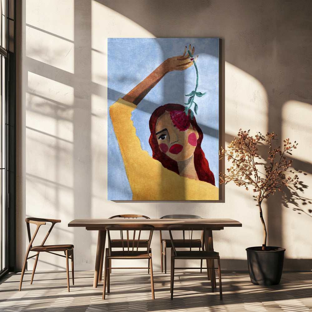 Magda mit Blume | Leinwand