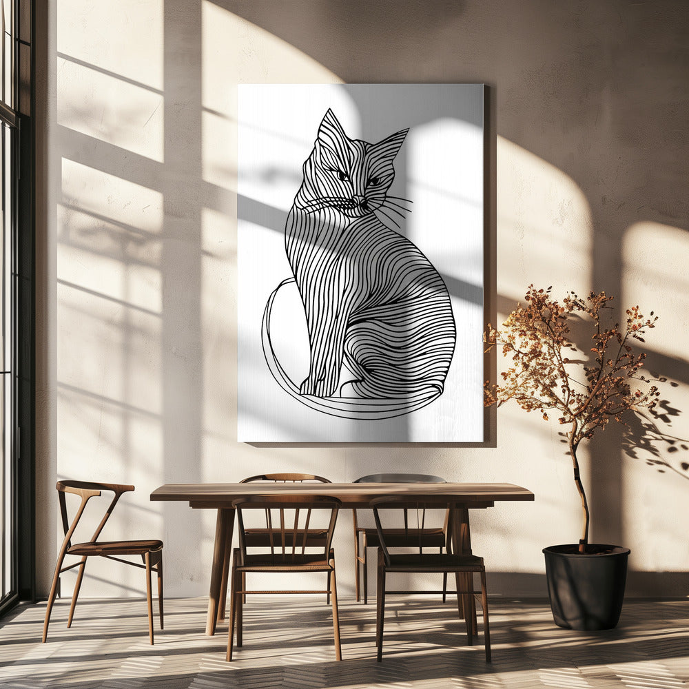 Linienkunst Katze | Leinwand