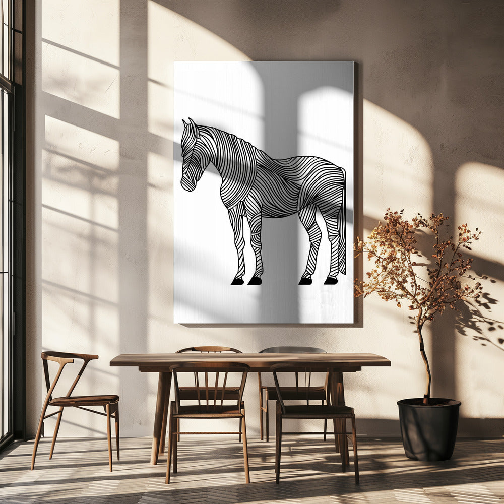 Linienkunst Pferd | Leinwand