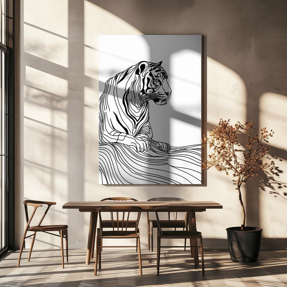 Linienkunst Tiger | Leinwand
