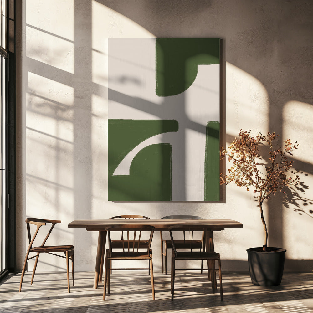 Grüner geometrischer Fluss | Leinwand