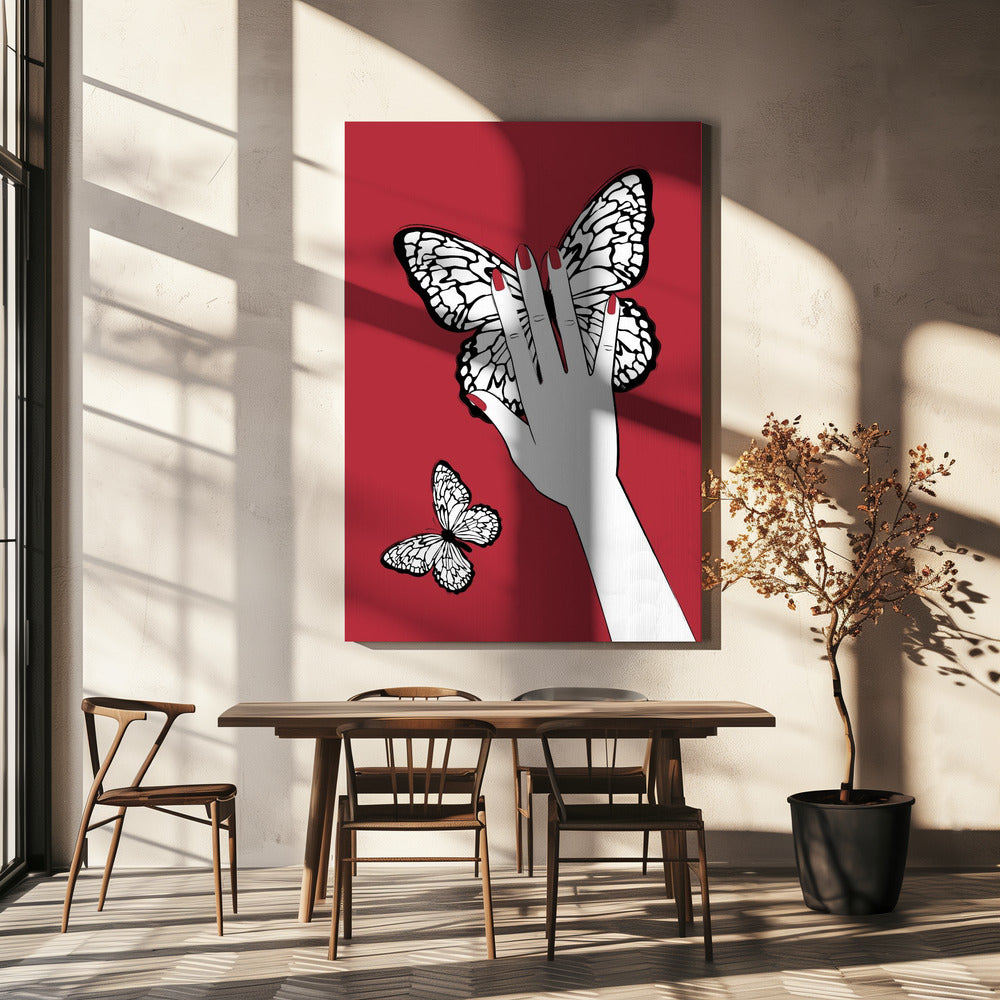 Hält einen Schmetterling | Leinwand
