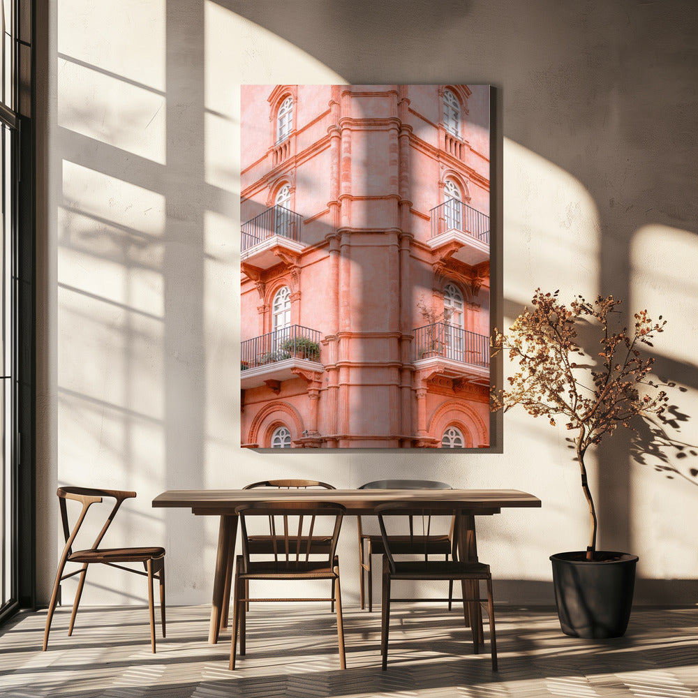 Pastellrosa Umbrien | Italien Reisefotografie | Leinwand