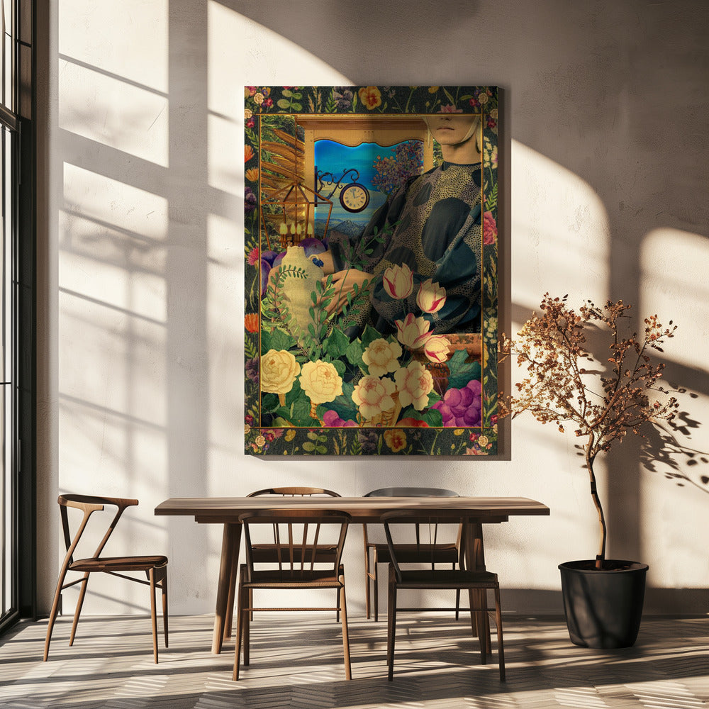 Surreale Blumenportal-Collage | Leinwand