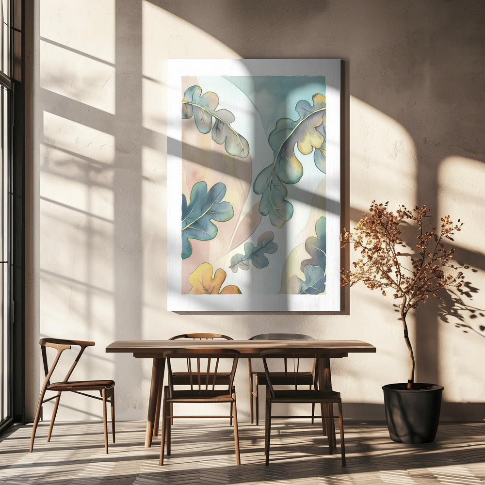 Aquarell Eichenblätter | Leinwand