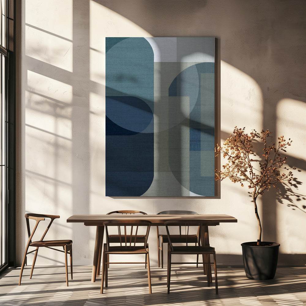 Gewebte blaue Schichten 1 | Leinwand