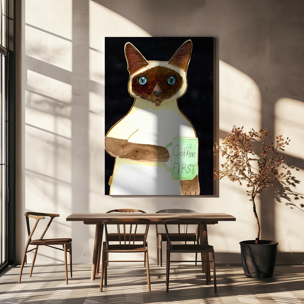 Kaffeekatze 2 Siamesen | Leinwand