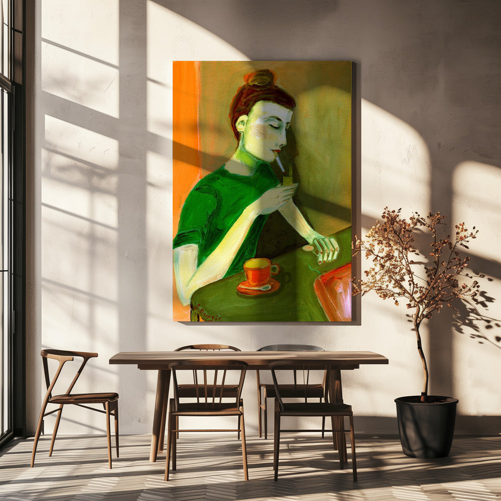 Dame zündet Zigarette an | Leinwand