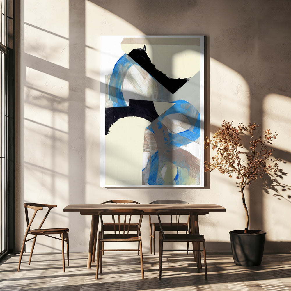 Blau Neutral Beige Schwarz 1 | Leinwand