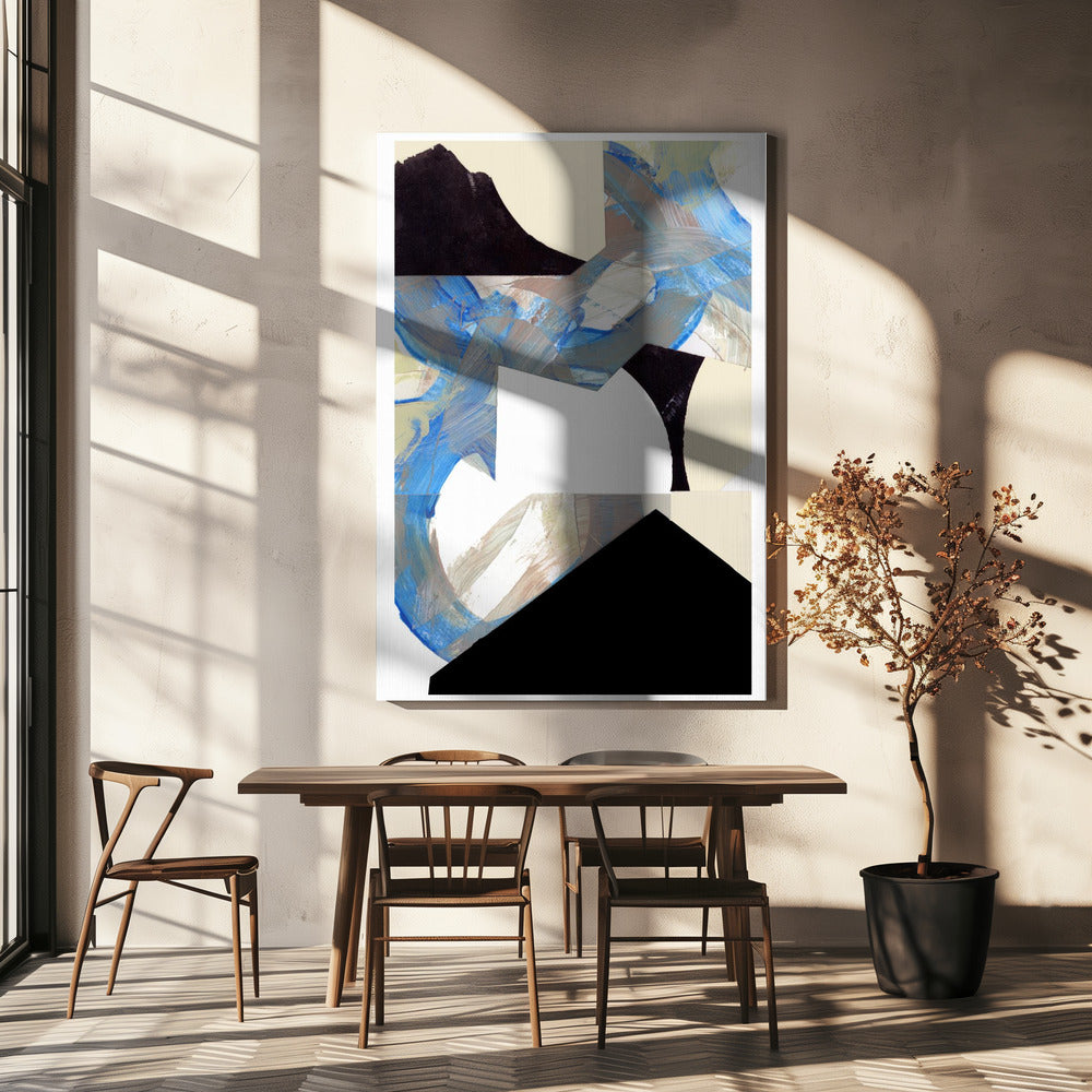 Blau Neutral Beige Schwarz 2 | Leinwand