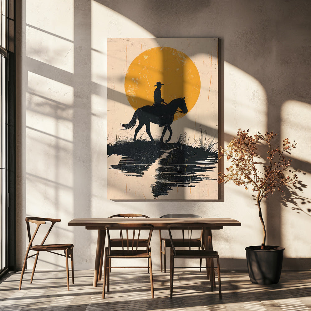 Cowboy im Sonnenuntergang | Leinwand