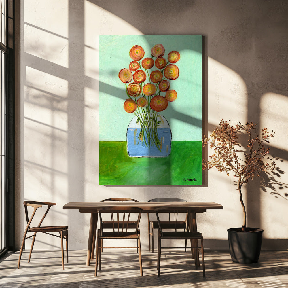 Mohnblumen in Vase | Leinwand
