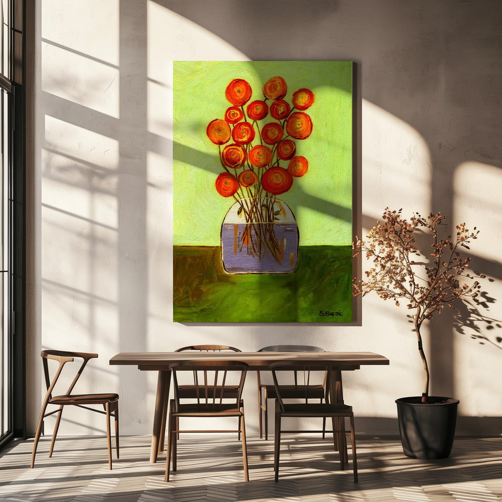 Mohnblumen in Vase Helle Version | Leinwand