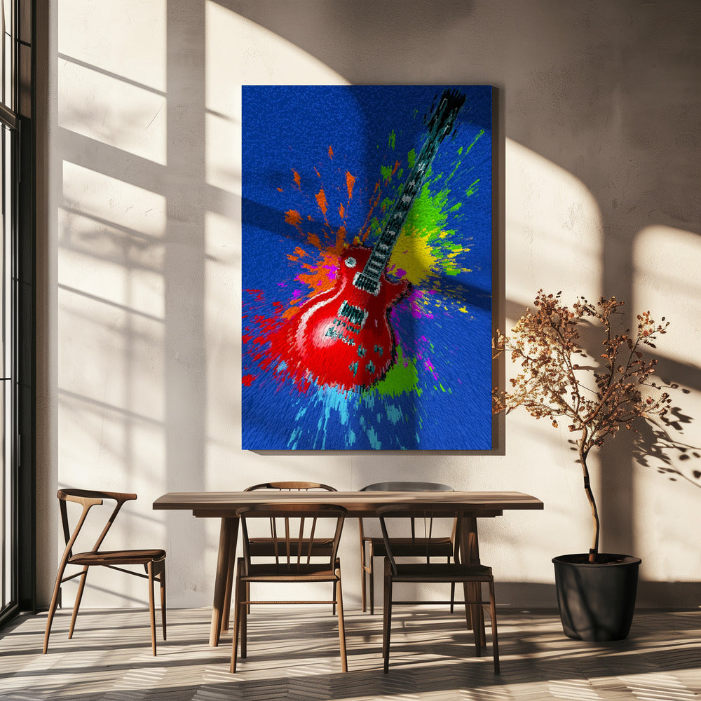 Pop-Art-Explosion mit E-Gitarre | Leinwand