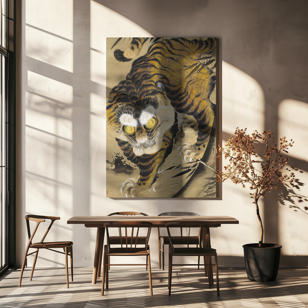 Tiger, der aus Bambus auftaucht (18. Jahrhundert) | Leinwand