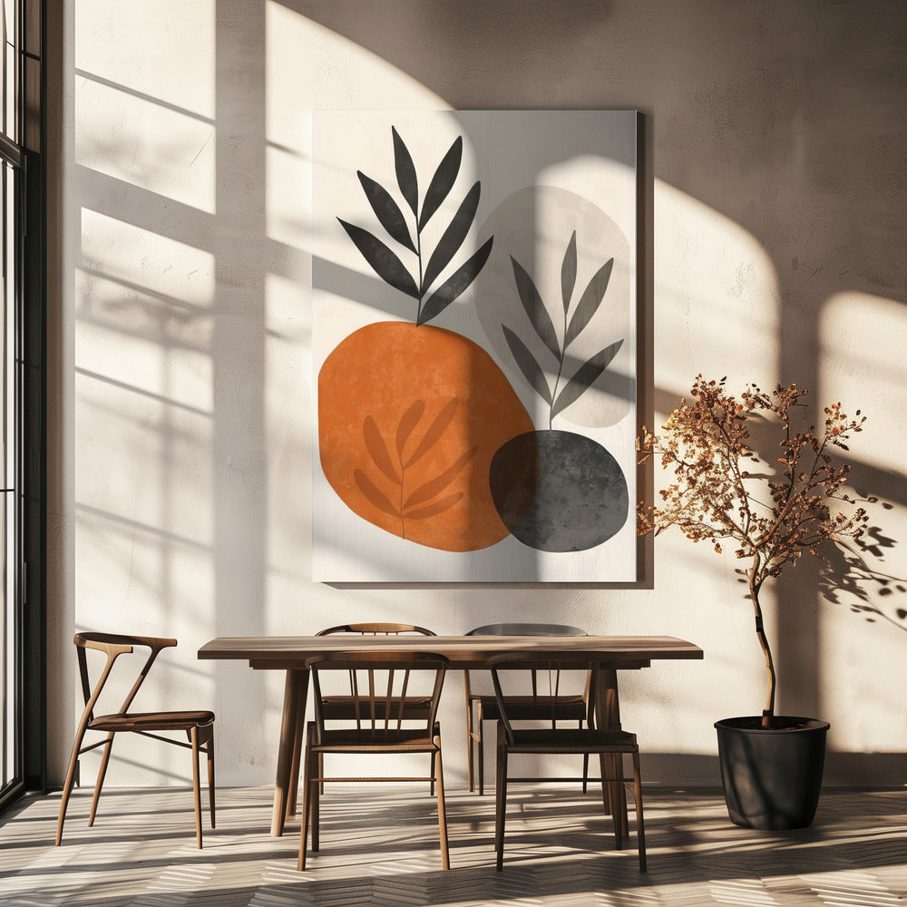 Gemalte Formen und Pflanzen 3 | Leinwand