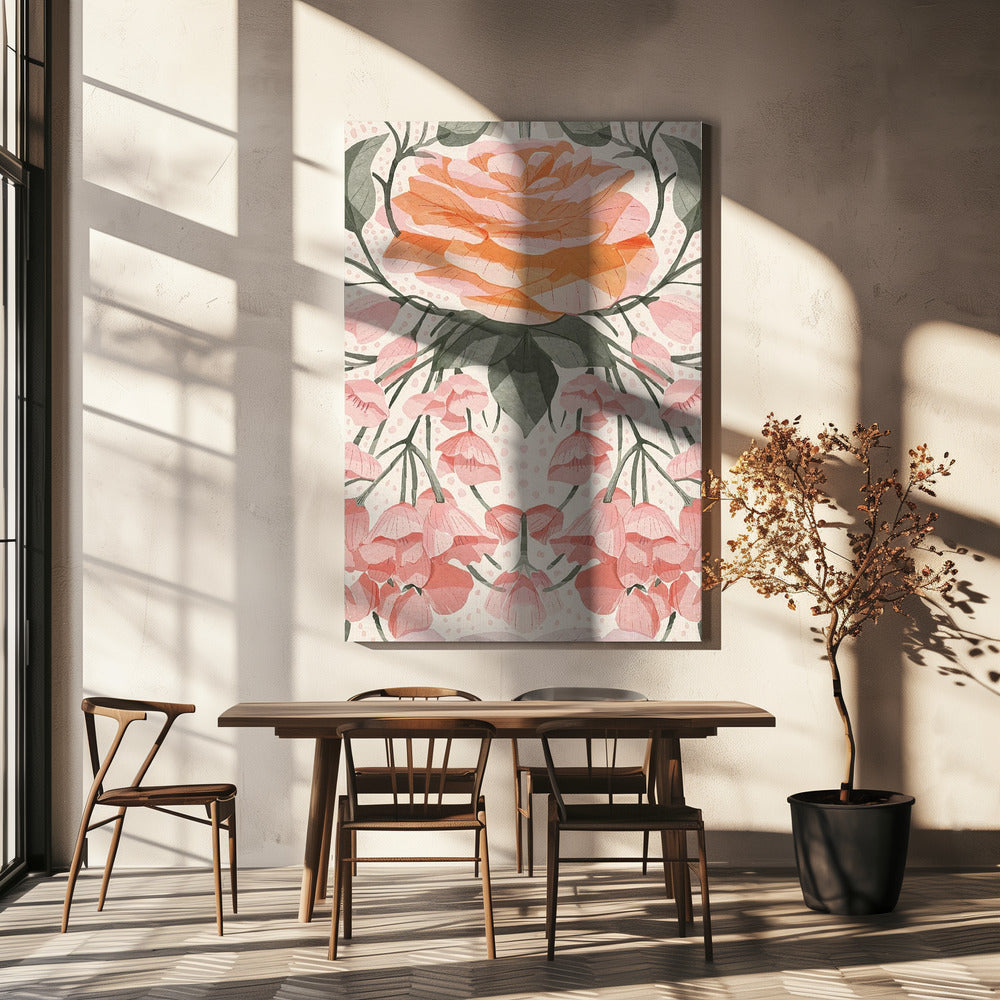Kaskadierende rosa Rosen | Leinwand