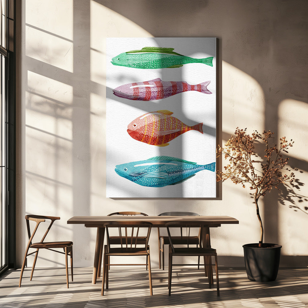 Vier bunte Fische | Leinwand