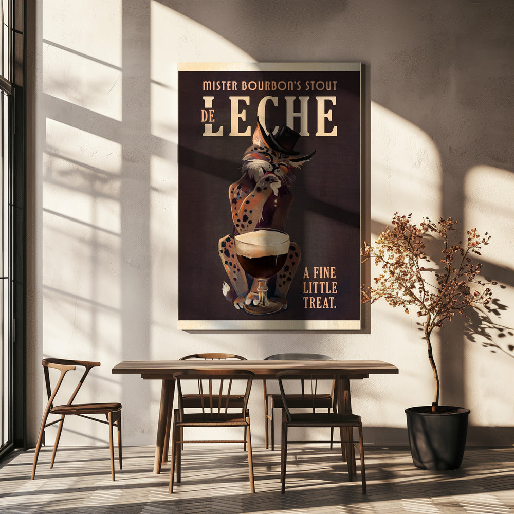 Bourbon De Leche Guinness-Stil Katzenkunst | Leinwand