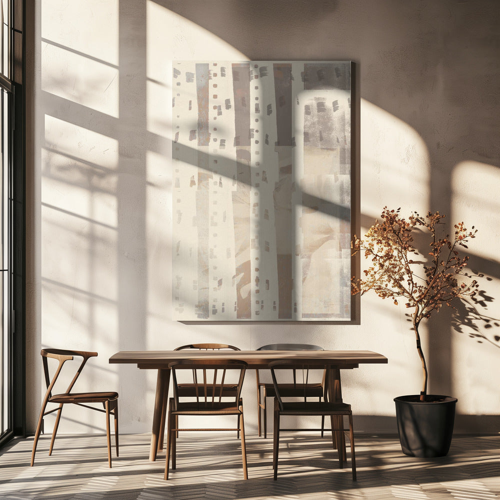 Neutral Abstract pattern in light terracotta, taupe and white. | Canvas