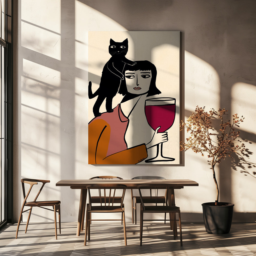Wein- und Katzenliebhaber | Leinwand