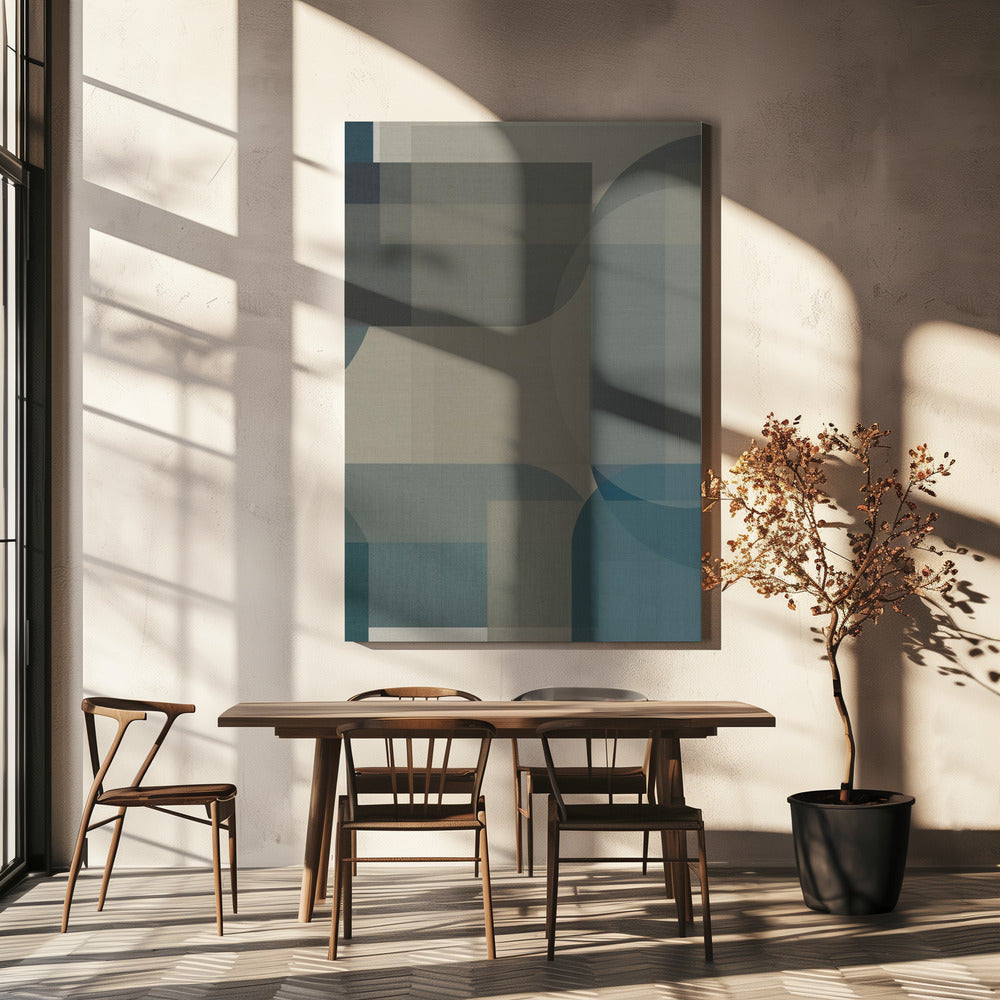 Woven Blue and Neutral Abstract Layers 1 | Canvas