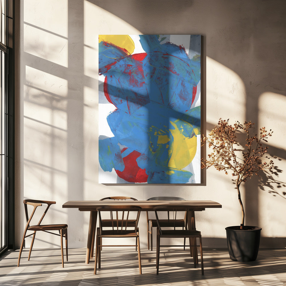 Abstrakte blau-rot-gelbe Formen 1 | Leinwand