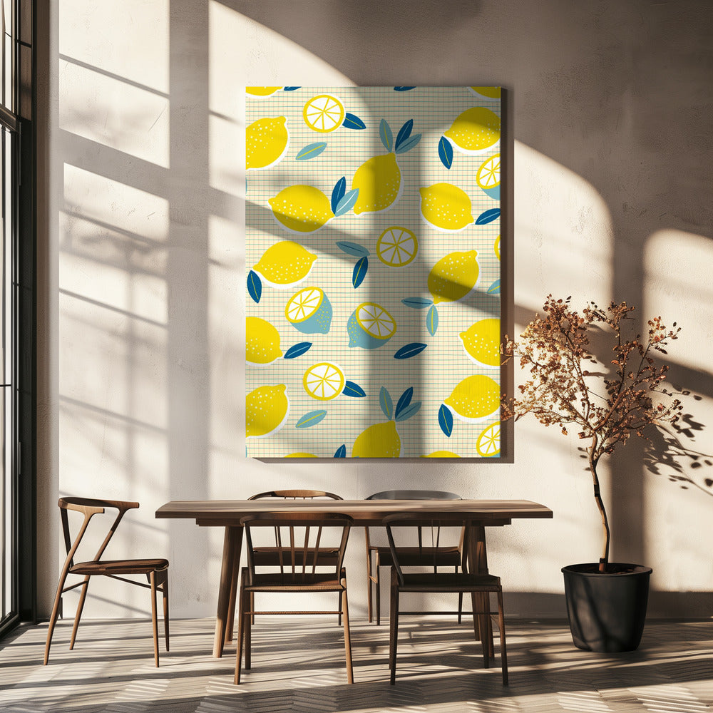 Fresh Lemons Checkered Sunny | Canvas