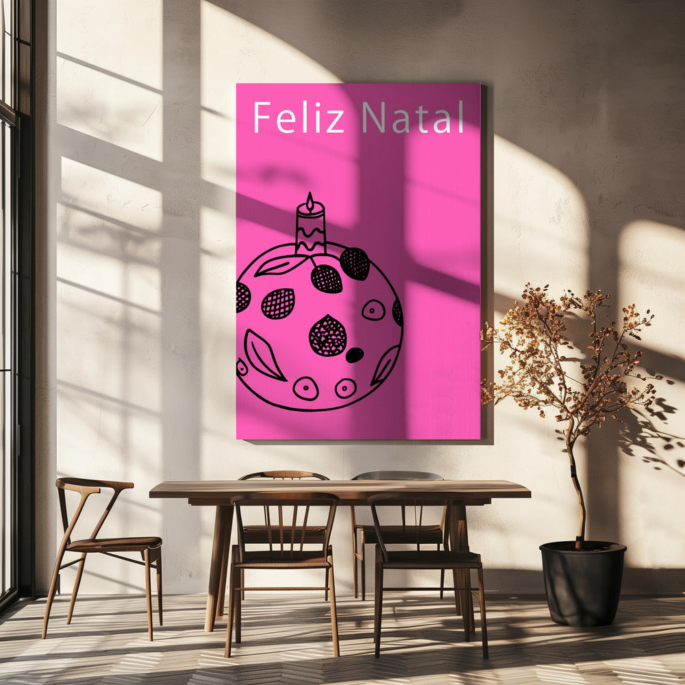 Schleifen und Kugeln: Feliz Natal Weihnachten | Leinwand