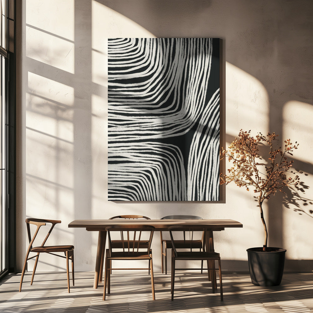 Monochrome organische Wellenlinien | Leinwand