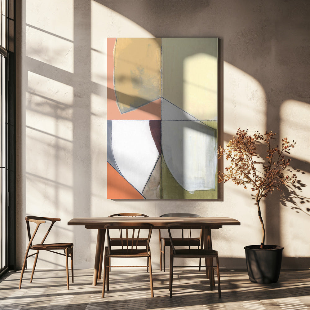 Altrosa Gelb Abstrakt Nr. 1 Kunstdruck | Leinwand