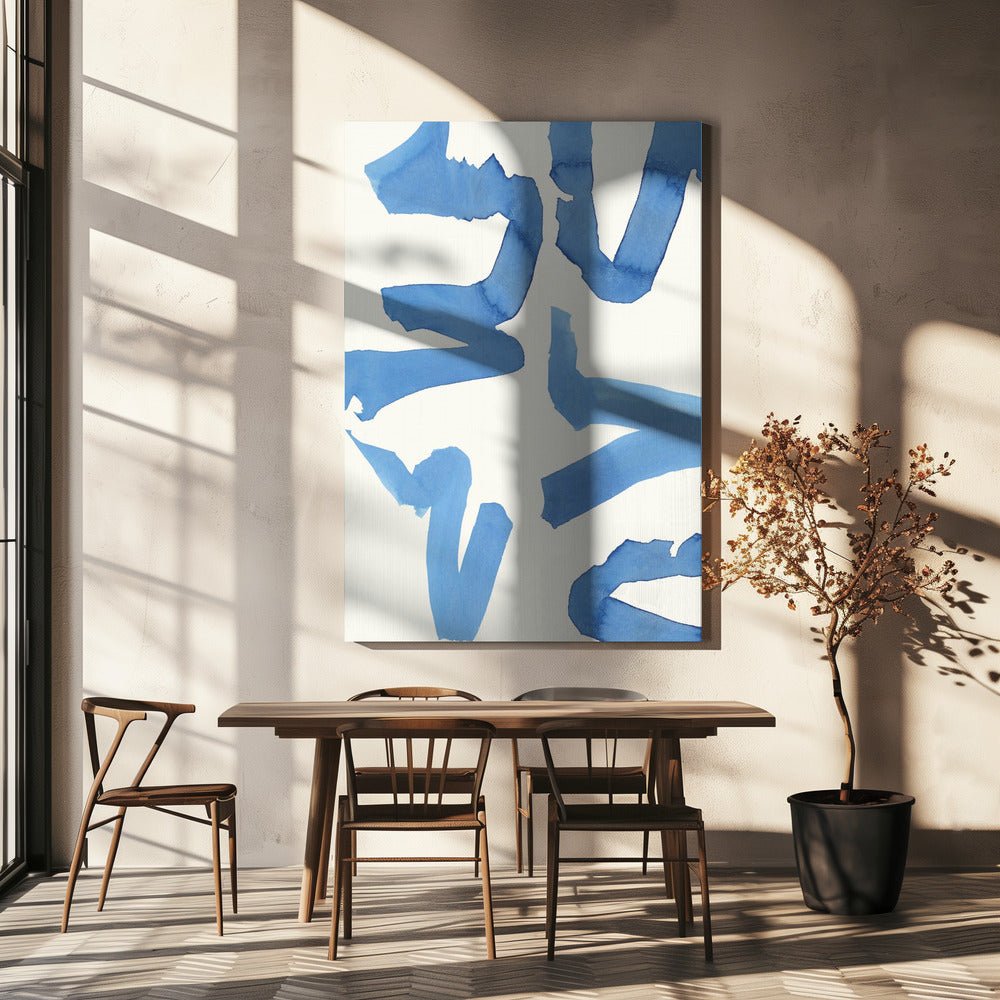 Abstrakter blauer Pinselstrich-Kunstdruck Nr. 2 | Leinwand