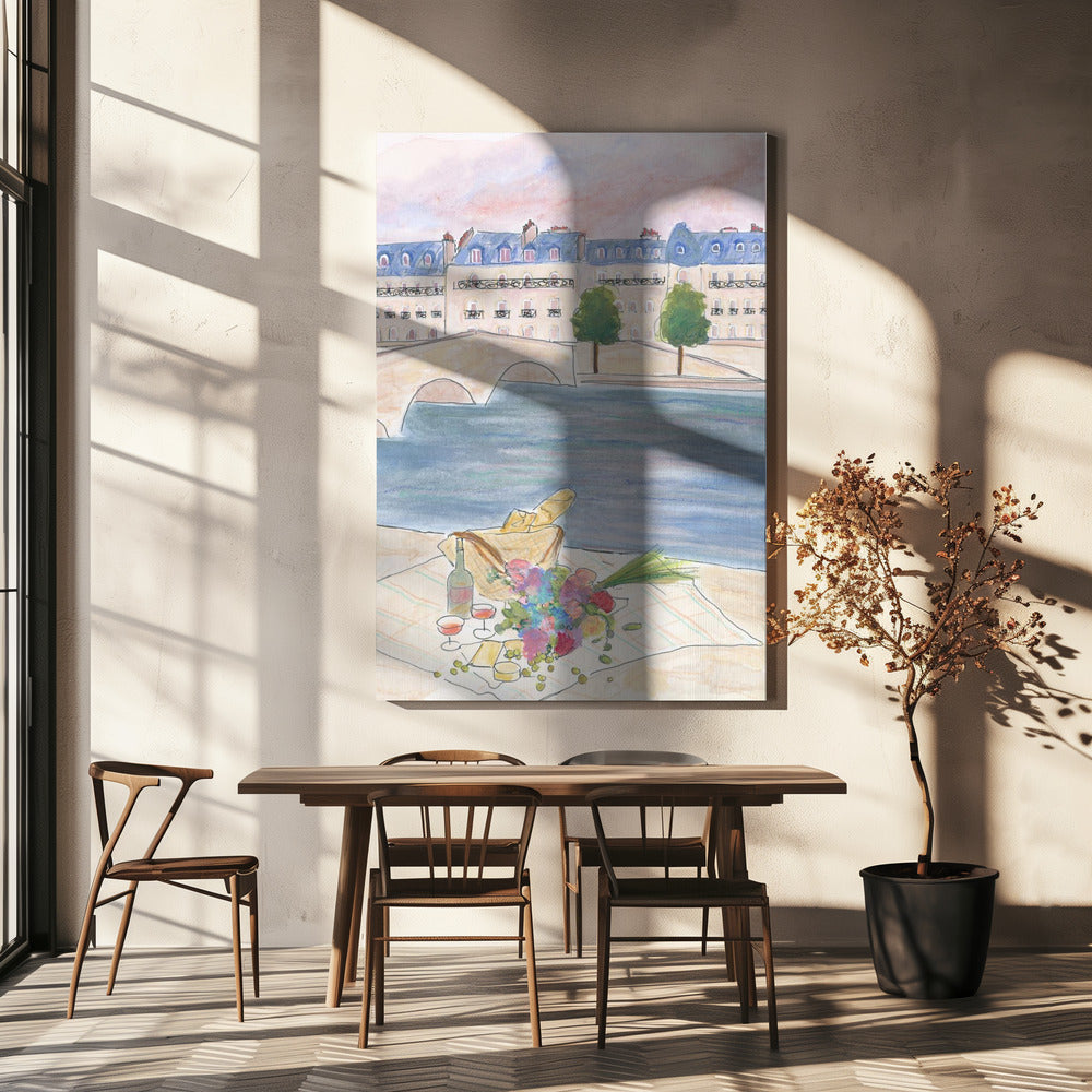 Pariser Picknick an der Seine | Leinwand