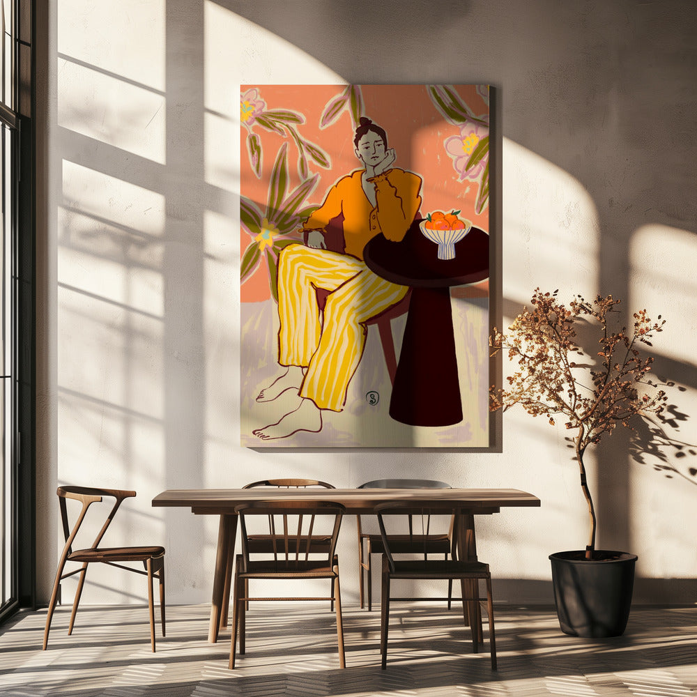 Frau mit Orangen | Leinwand